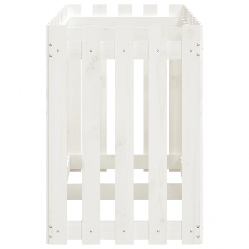 Hochbeet Lattenzaun-Design Weiß 150x50x70 cm Massivholz Kiefer