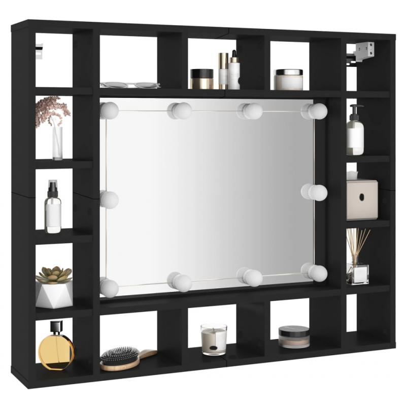 LED-Spiegelschrank Schwarz 91x15x76,5 cm