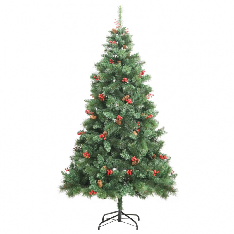 Künstlicher Weihnachtsbaum Klappbar mit Zapfen & Beeren 210 cm