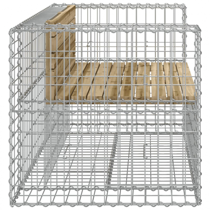 Gartenbank aus Gabionen 143x71x65,5 cm Kiefernholz Imprägniert