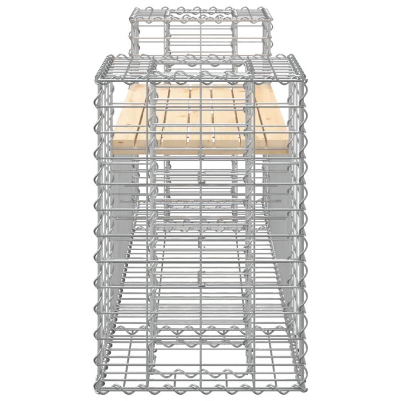 Gartenbank aus Gabionen 183x41x60,5 cm Massivholz Kiefer