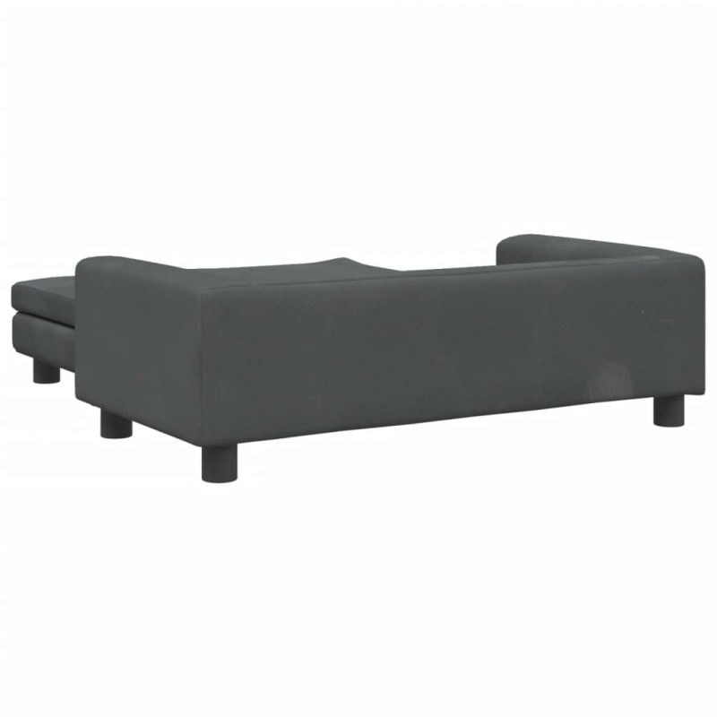 Kindersofa mit Hocker Dunkelgrau 100x50x30 cm Samt