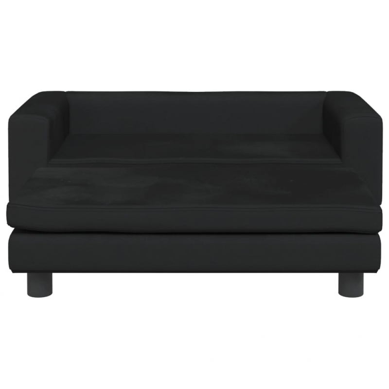 Kindersofa mit Hocker Schwarz 100x50x30 cm Samt