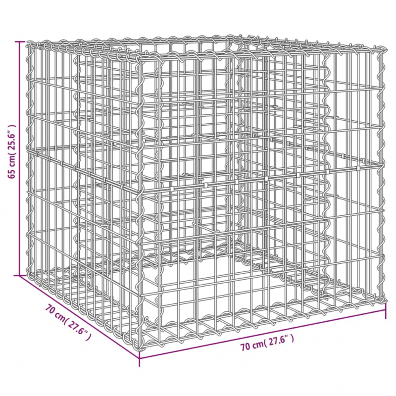 Gabionenkorb Silbern 70x70x65 cm Verzinktes Eisen