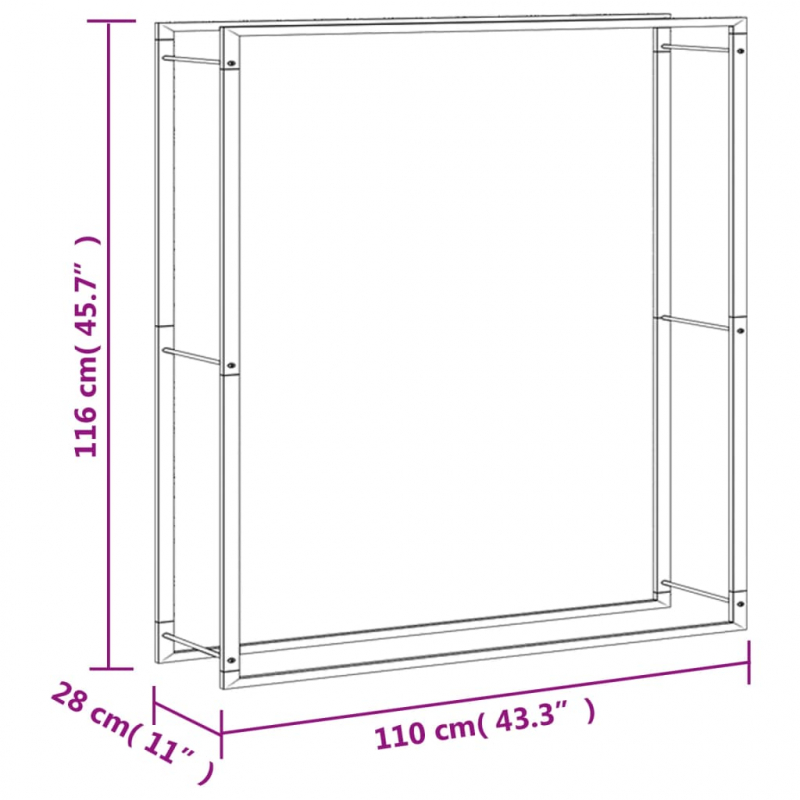 Brennholzregal 110x28x116 cm Edelstahl