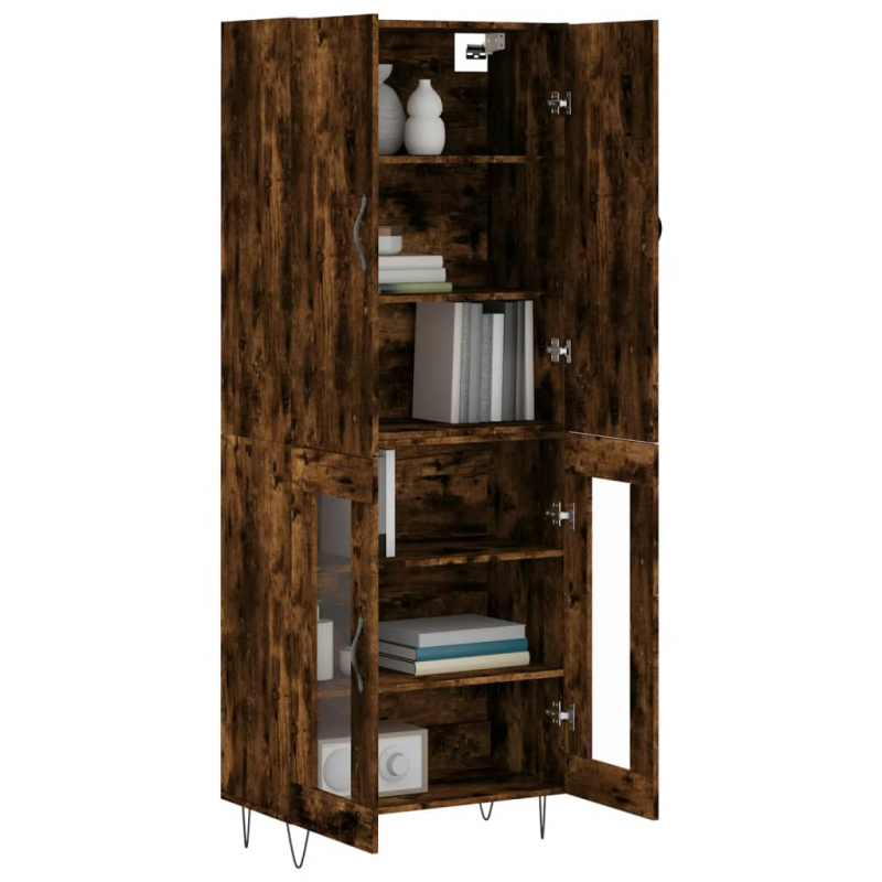 Highboard Räuchereiche 69,5x34x180 cm Holzwerkstoff