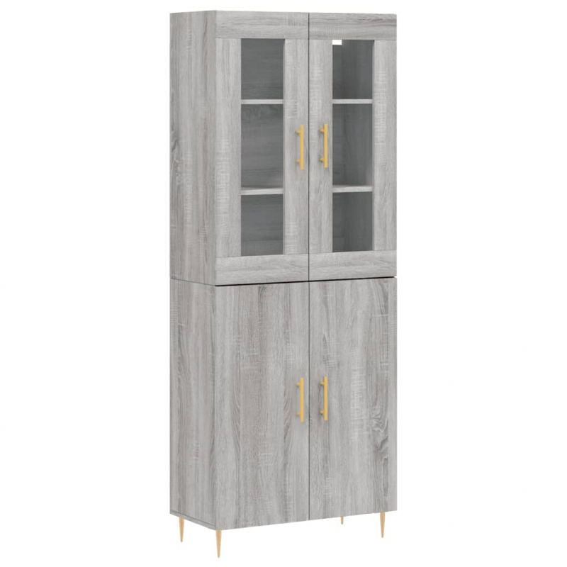 Highboard Grau Sonoma 69,5x34x180 cm Holzwerkstoff