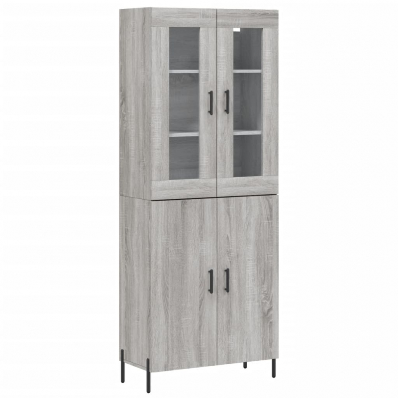 Highboard Grau Sonoma 69,5x34x180 cm Holzwerkstoff
