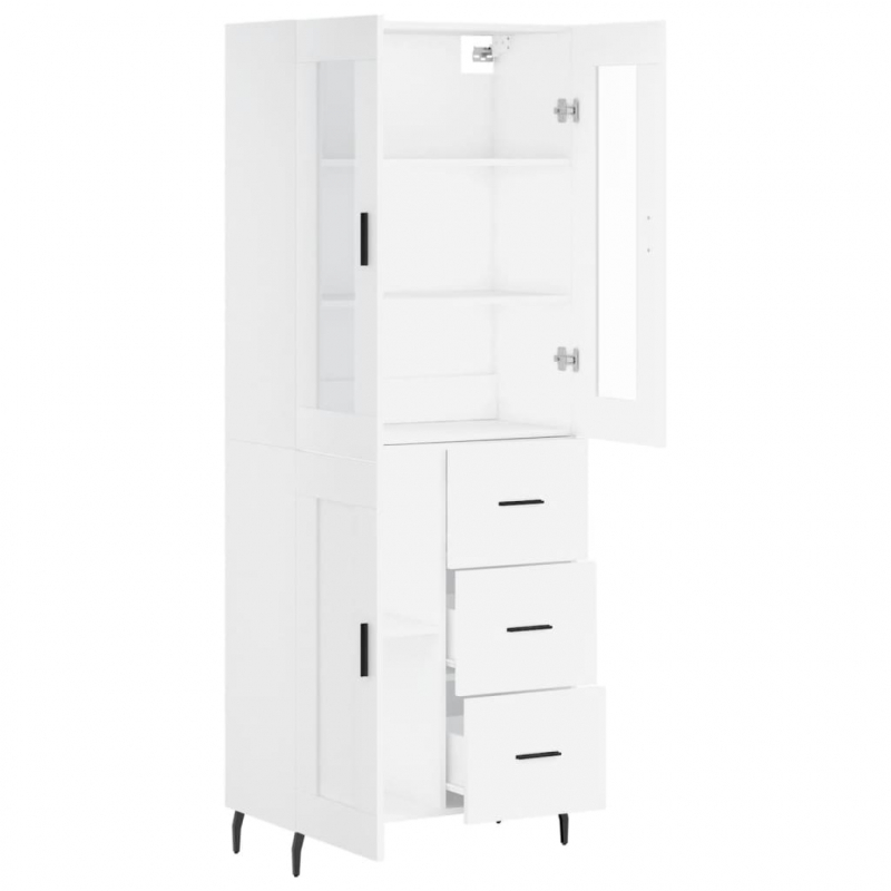 Highboard Weiß 69,5x34x180 cm Holzwerkstoff