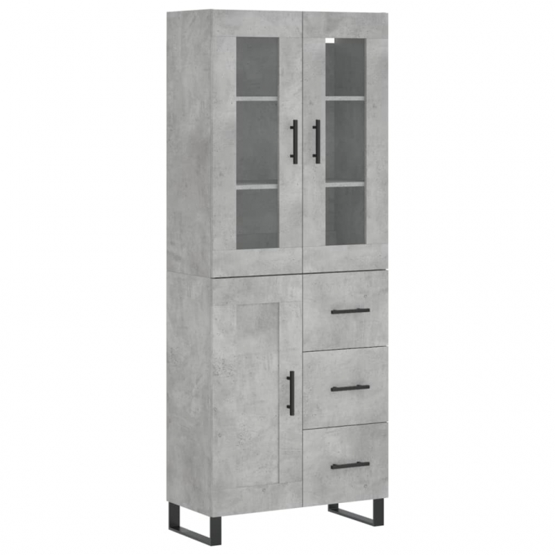 Highboard Betongrau 69,5x34x180 cm Holzwerkstoff