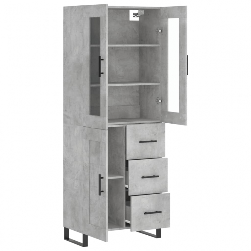 Highboard Betongrau 69,5x34x180 cm Holzwerkstoff
