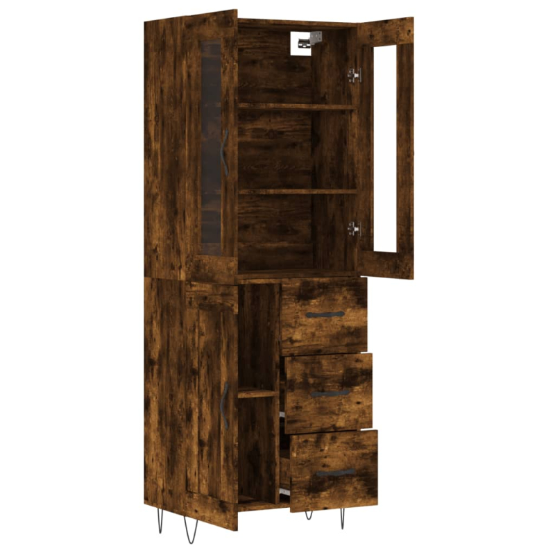Highboard Räuchereiche 69,5x34x180 cm Holzwerkstoff