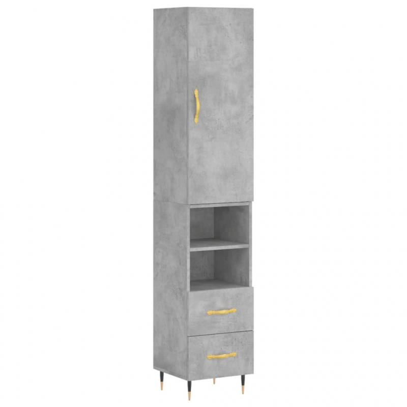 Highboard Betongrau 34,5x34x180 cm Holzwerkstoff