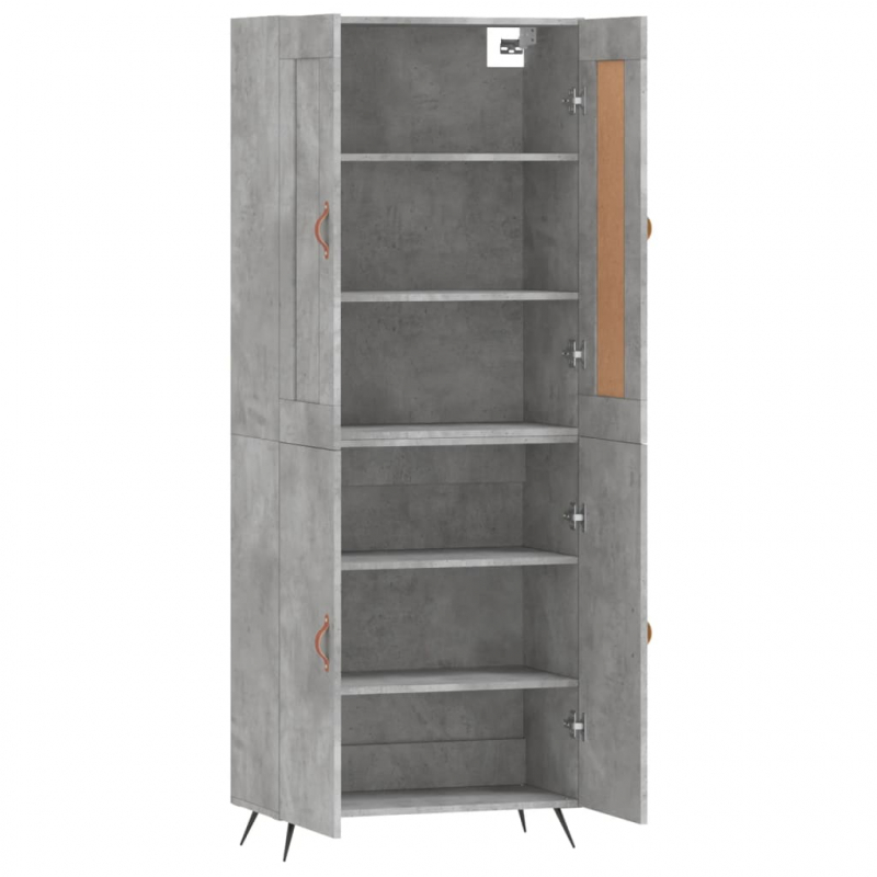 Highboard Betongrau 69,5x34x180 cm Holzwerkstoff