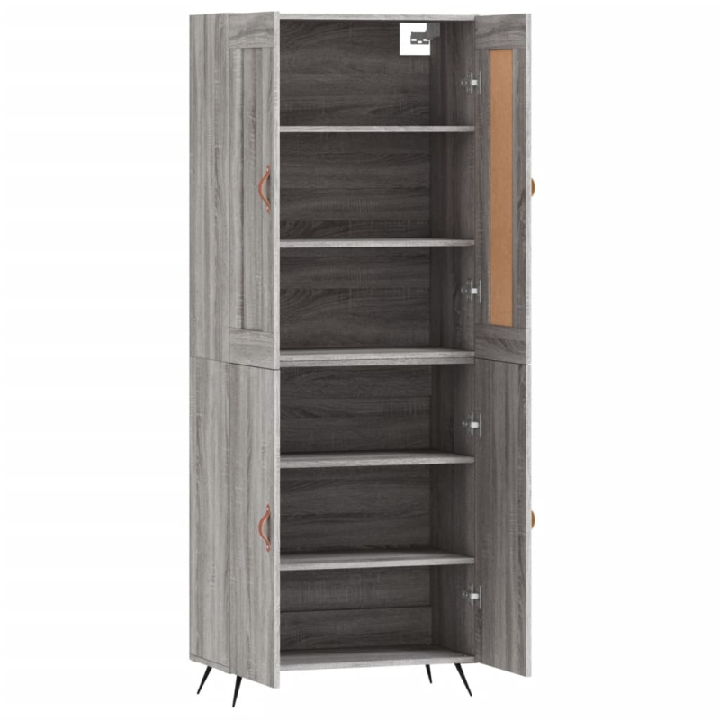 Highboard Grau Sonoma 69,5x34x180 cm Holzwerkstoff