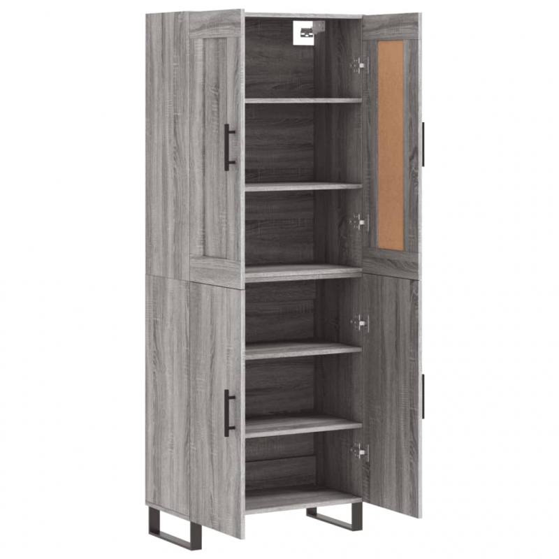 Highboard Grau Sonoma 69,5x34x180 cm Holzwerkstoff