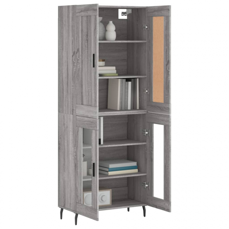Highboard Grau Sonoma 69,5x34x180 cm Holzwerkstoff
