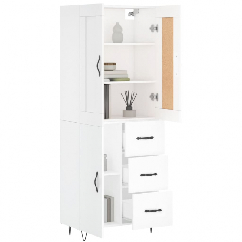 Highboard Weiß 69,5x34x180 cm Holzwerkstoff