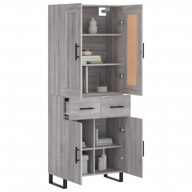 Highboard Grau Sonoma 69,5x34x180 cm Holzwerkstoff