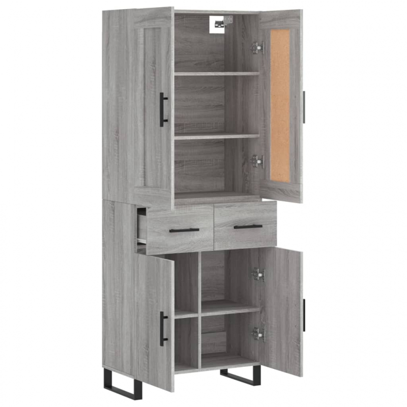 Highboard Grau Sonoma 69,5x34x180 cm Holzwerkstoff
