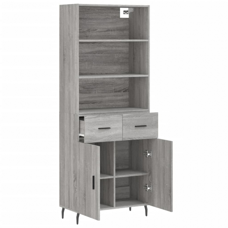 Highboard Grau Sonoma 69,5x34x180 cm Holzwerkstoff
