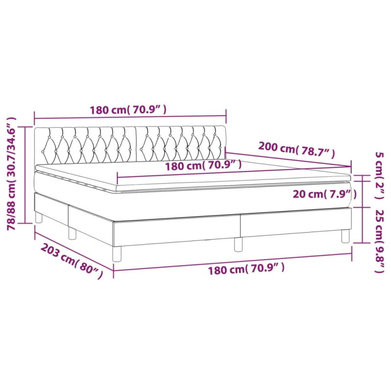 Boxspringbett mit Matratze Dunkelgrün 180x200 cm Samt