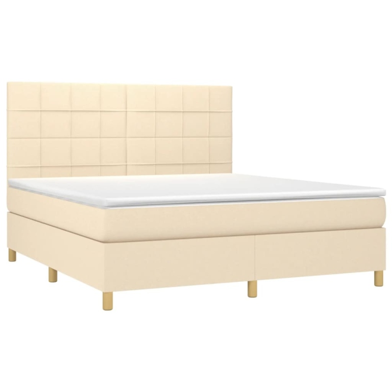 Boxspringbett mit Matratze Creme 180x200 cm Stoff