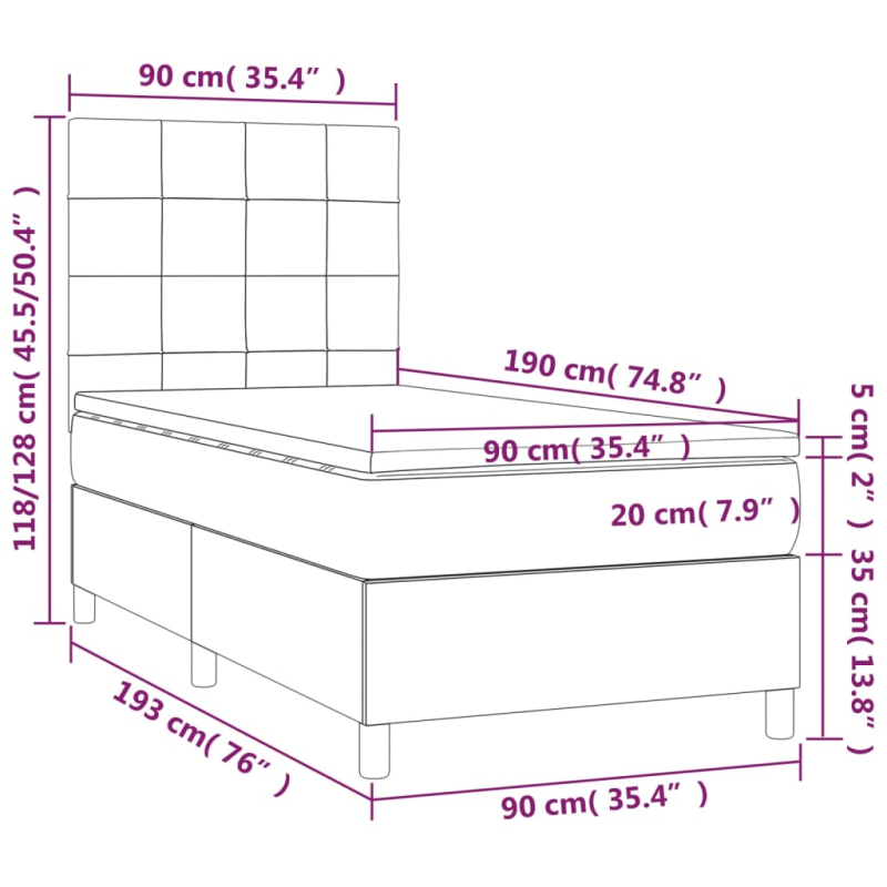 Boxspringbett mit Matratze Dunkelblau 90x190 cm Samt