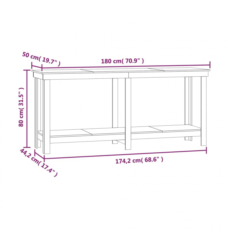 Werkbank Honigbraun 180x50x80 cm Massivholz Kiefer