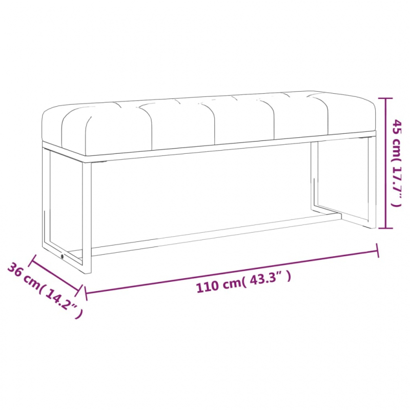 Sitzbank Grau 110x36x45 cm Samt