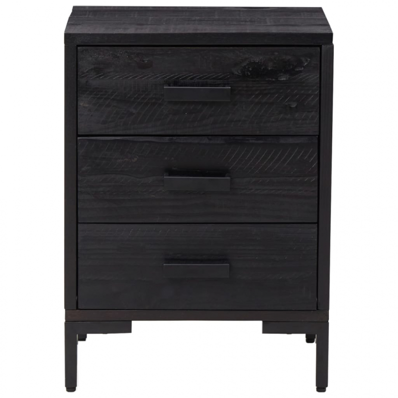 Nachttische 2 Stk. Schwarz 40x30x55 cm Massivholz Kiefer