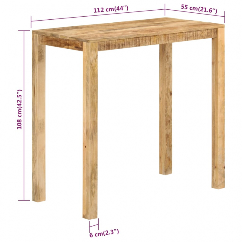 Bartisch 112x55x108 cm Massivholz Mango