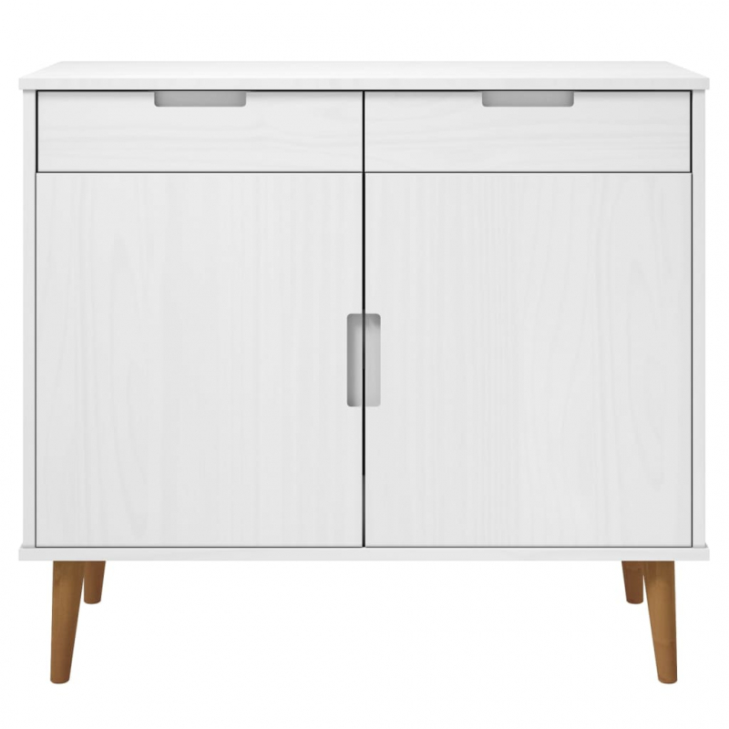 Sideboard MOLDE Weiß 90x40x80 cm Massivholz Kiefer
