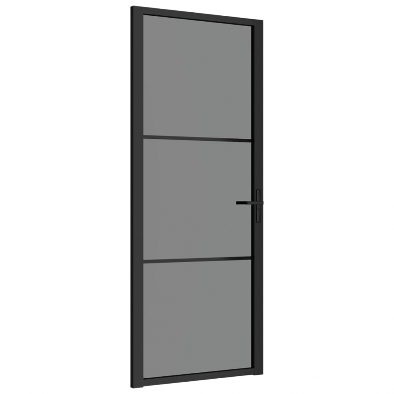 Innentür 83x201,5 cm Schwarz ESG-Glas und Aluminium