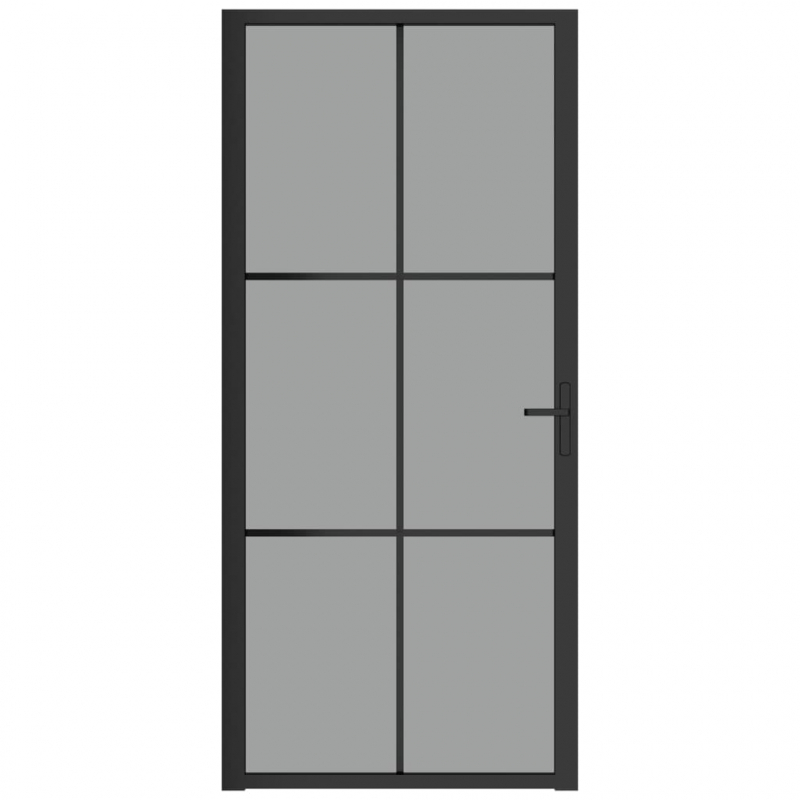 Innentür 93x201,5 cm Schwarz ESG-Glas und Aluminium