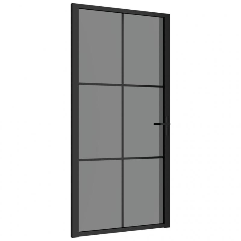 Innentür 102,5x201,5 cm Schwarz ESG-Glas und Aluminium
