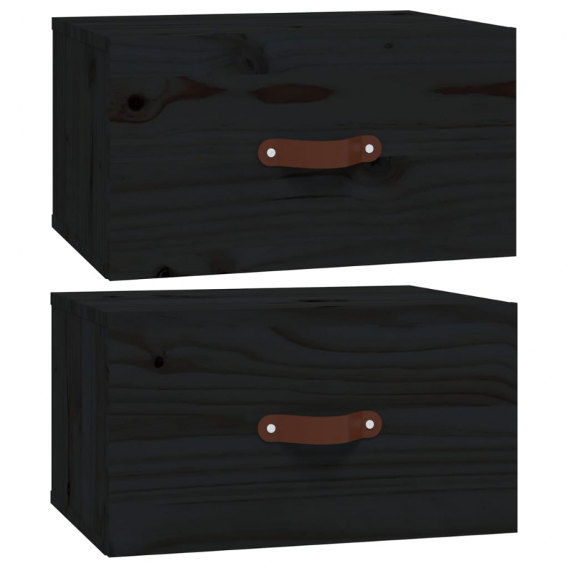 Wand-Nachttische 2 Stk. Schwarz 40x29,5x22 cm