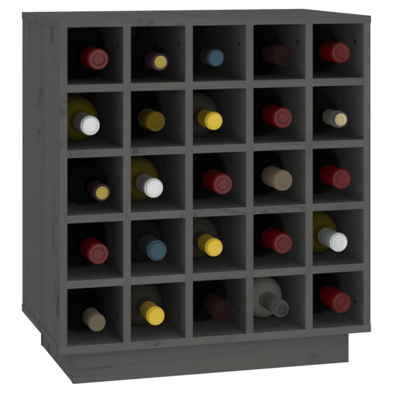 Weinregal Grau 55,5x34x61 cm Massivholz Kiefer