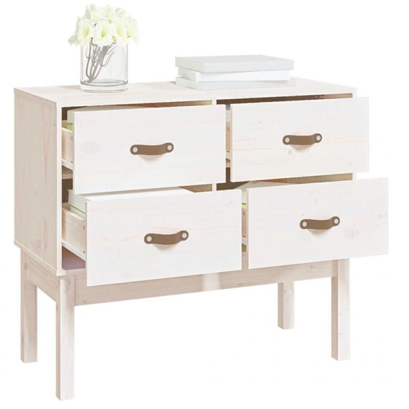 Konsolenschrank Weiß 90x40x78 cm Massivholz Kiefer