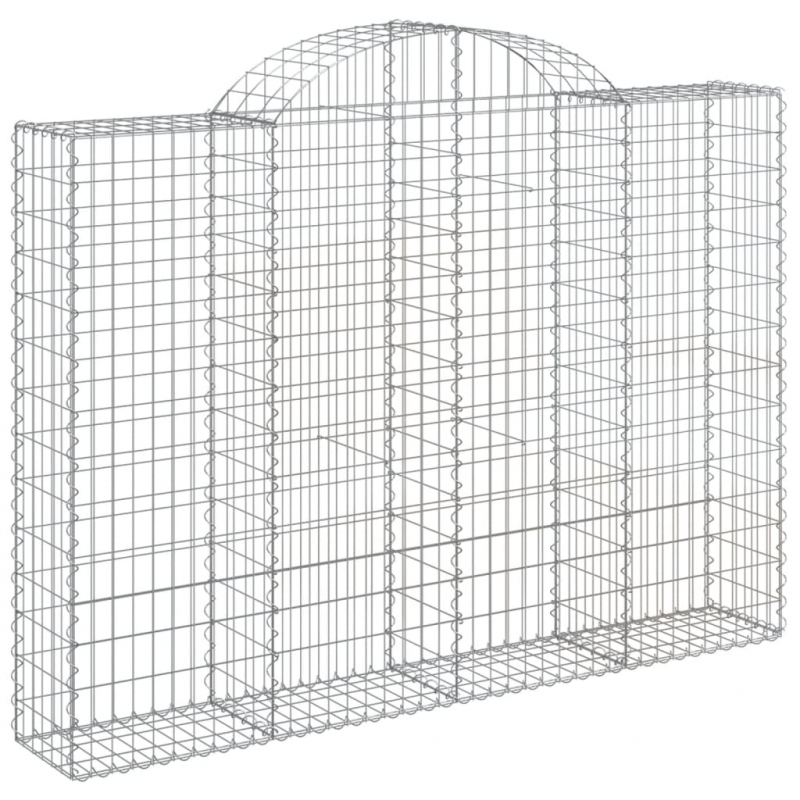 Gabionen mit Hochbogen 2 Stk. 200x30x140/160cm Verzinktes Eisen