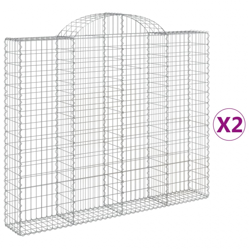 Gabionen mit Hochbogen 2 Stk. 200x30x160/180cm Verzinktes Eisen