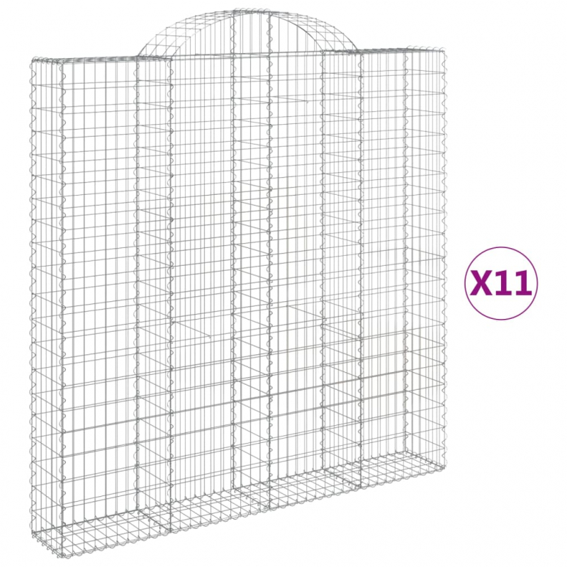 Gabionen mit Hochbogen 11 Stk 200x30x200/220cm Verzinktes Eisen