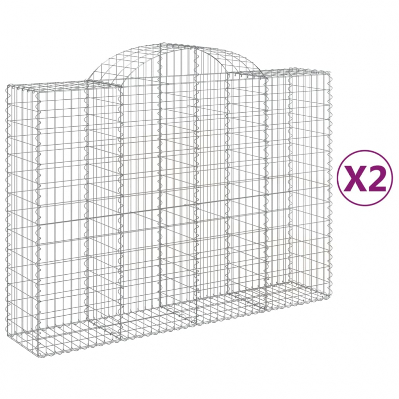 Gabionen mit Hochbogen 2 Stk. 200x50x140/160cm Verzinktes Eisen