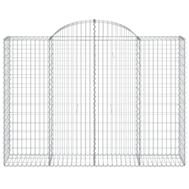 Gabionen mit Hochbogen 11Stk. 200x50x140/160cm Verzinktes Eisen