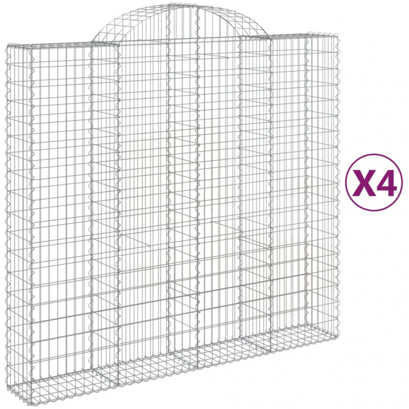 Gabionen mit Hochbogen 4 Stk. 200x50x180/200cm Verzinktes Eisen