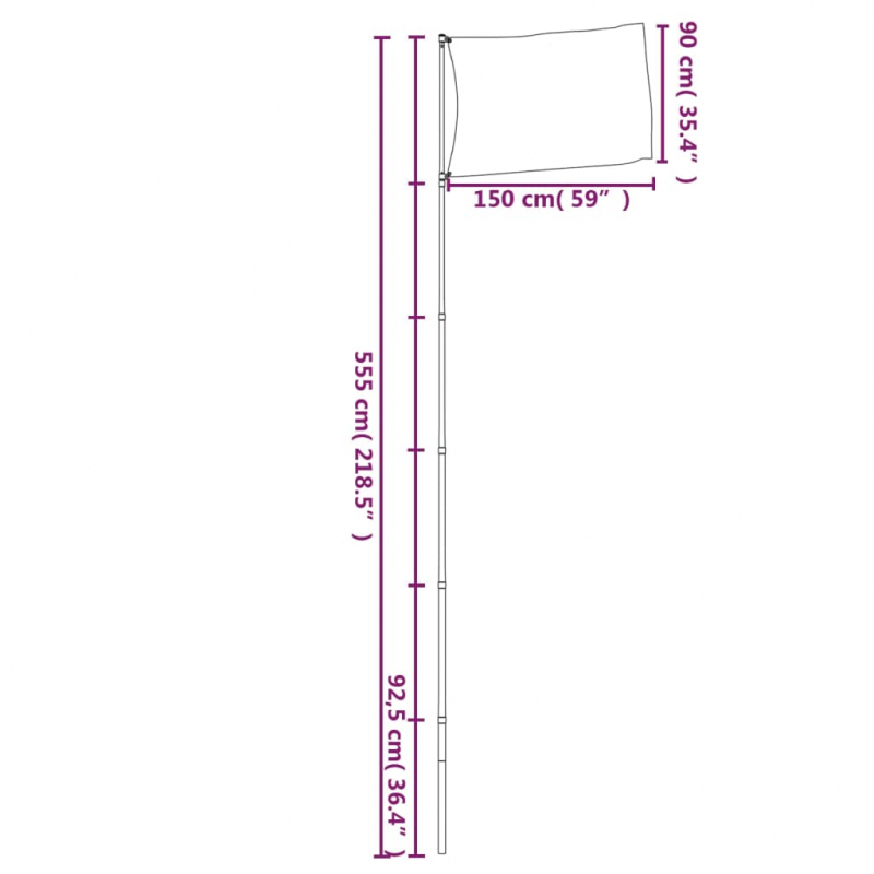 Flagge Italiens mit Mast 5,55 m Aluminium