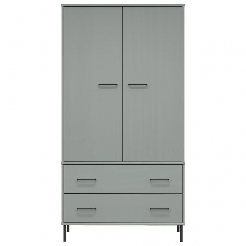 Kleiderschrank OSLO Metallbeine Grau 90x55x172,5cm Massivholz