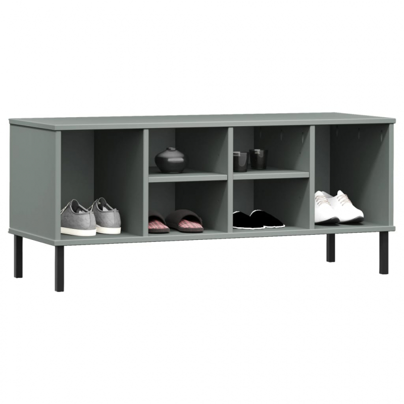 Schuhregal OSLO mit Metallbeinen Grau 106x35x45 cm Massivholz