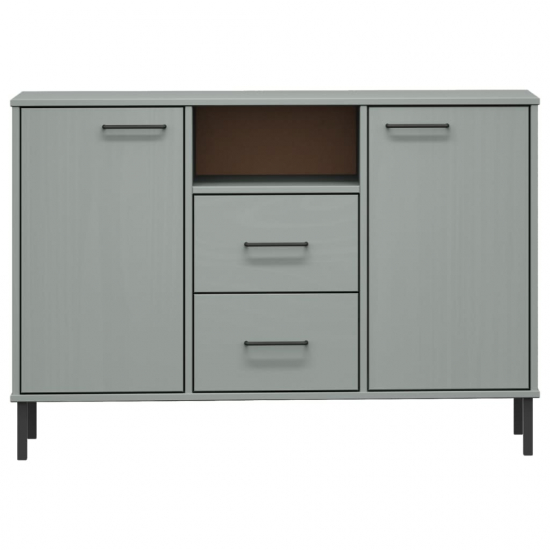 Sideboard OSLO mit Metallbeinen Grau 113x40x77 cm Massivholz