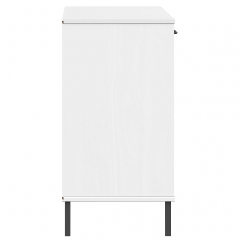 Sideboard OSLO mit Metallbeinen Weiß 113x40x77 cm Massivholz